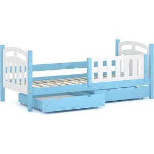 WNM Group Cama individual de pino macizo y MDF 190x90 Azul