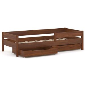 WNM Group Cama individual de pino macizo y MDF 180x80 palisandro