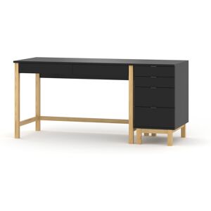 WNM Group Escritorio infantil en madera maciza de pino&MDF 120x60 negro