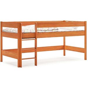 WNM Group Cama alta en pino macizo y MDF 180x80 teca