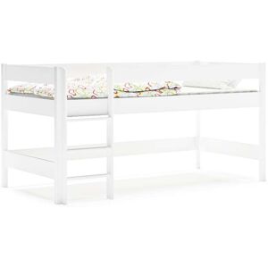 WNM Group Cama alta en pino macizo y MDF 180x80 blanco