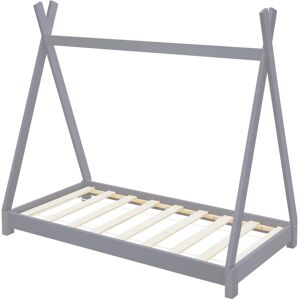 ML-Design Cama para niños madera pino gris con colchón 160x80cm