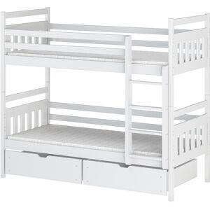 AKL FURNITURE Cama para niño Madera de pino Blanco 80x180