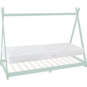 ML-Design Cama infantil tipi montessori con forma de casa madera menta 90x200 cm