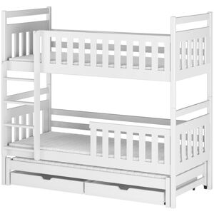 AKL FURNITURE Litera infantil de madera de pino blanca 80x160