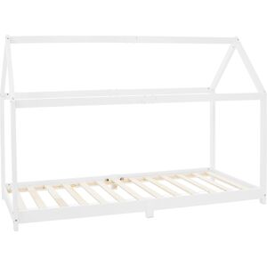 ML-Design Cama infantil de pino macizo blanco 200x90 cm