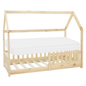 ML-Design Cama infantil + colchón y protección anticaída estilo casa 80x160cm