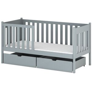 AKL FURNITURE Cama infantil de madera de pino gris 90x200