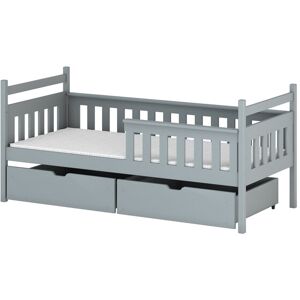 AKL FURNITURE Cama infantil de madera de pino gris 90x200