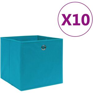 vidaXL Cajas de almacenaje 10 uds tela no tejida azul bebé 28x28x28 cm