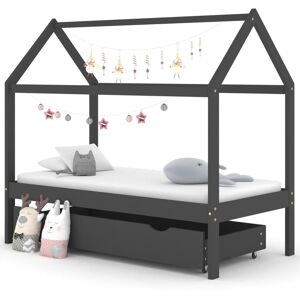 vidaXL Estructura de cama infantil y cajón madera pino gris 80x160cm