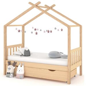 vidaXL Estructura cama infantil con cajón madera pino maciza 80x160 cm