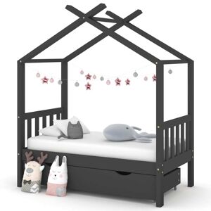 vidaXL Estructura de cama infantil y cajón madera pino gris 70x140cm