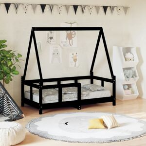 vidaXL Estructura de cama para niños madera de pino negro 70x140 cm