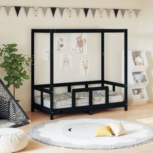 vidaXL Estructura de cama para niños madera de pino negro 70x140 cm