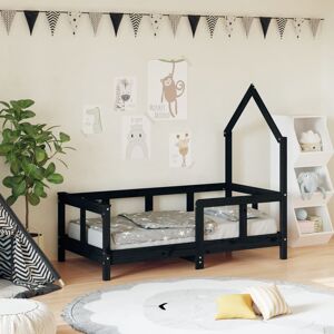 vidaXL Estructura de cama para niños madera de pino negro 70x140 cm