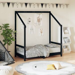 vidaXL Estructura de cama para niños madera de pino negro 70x140 cm