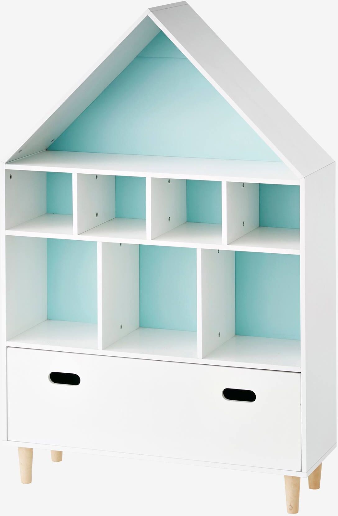 VERTBAUDET Mueble de organización "casa" blanco/azul