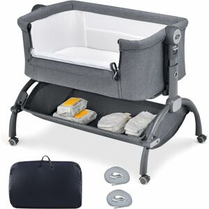 COSTWAY 3 en 1 Lit Cododo Bébé Convertible avec Matelas Doux, Berceau Bébé Pliable avec Hauteur Réglable, Inclinaison 2-8°, Roues Universelles, Lit - Publicité