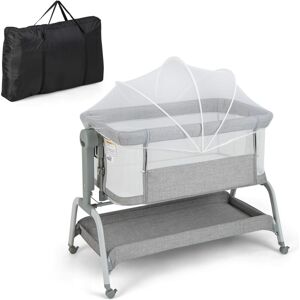 4 en 1 Lit Cododo Bébé avec Matelas Doux & Filet, Berceau Bébé Evolutif avec 6 Hauteurs Réglables, Inclinaison Réglable, 4 roulettes Verrouillables, Lit de Voyage 0-6 Mois, Charge 9kg (Gris) - Costway - Publicité