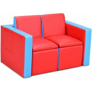 Sofa Enfant canapé lit enfant Ensemble table et chaise Enfants Transformable avec Espace de Stockage Rouge et Bleu - Costway - Publicité