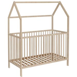 Baby Fox - Lit bébé cabane évolutif en bois massif naturel 60x120 - Bois clair - Publicité