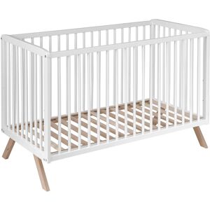 - Lit bébé en bois massif blanc avec sommier réglable en hauteur 60x120 - Blanc