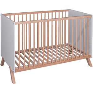 - Lit bébé en bois massif blanc et naturel style scandinave 60x120 - Blanc