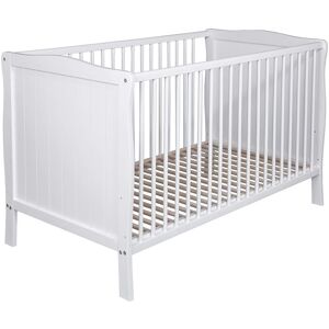 - Lit bébé évolutif en bois massif blanc avec sommier réglable en hauteur 60x120 - Blanc