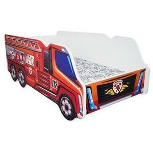 LES TENDANCES Lit enfant truck pompier 70x140 cm - Sommier et matelas inclus - Publicité