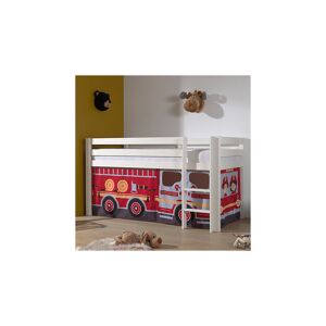 M-S Lit surélevé avec échelle blanc décor camion de pompier - pino - Publicité