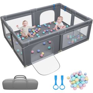 MAGICFOX Parc Bébé rectangulaire avec 50 boules - Portable Centre d'activités Pour Enfants - 200 x 150 x 68 cm - Gris foncé - Publicité