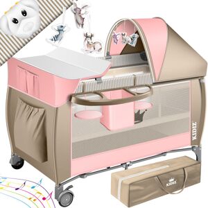 Lit de bébé 3 en 1 Lit de voyage combiné Lit bébé avec matelas à langer Moustiquaire Parc bébé de la naissance à 15 kg Parois latérales aérées avec entrée latérale Rose / Beige - Kidiz - Publicité