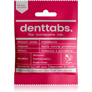 Denttabs Brush Teeth Tablets Kids with Fluoride dentifrice au fluorure en comprimés pour enfant Strawberry 125 p.