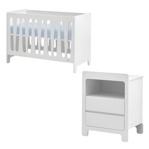 petitechambre.fr Pack lit bébé barreaux + commode à langer MOON pour chambre de bébé blanc   MDF - Publicité