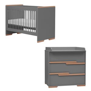 petitechambre.fr Pack chambre bébé SNAP graphite (lit bébé 120/140 + commode plan à langer)   MDF