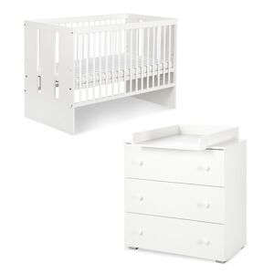 petitechambre.fr Chambre bebe PAULA blanc lit 120x60 + commode plan a langer   Panneaux Stratifies