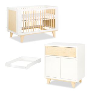 petitechambre.fr Pack lit bébé 120/140 + commode à langer LYDIA blanc et pin - klups - Publicité