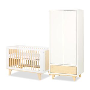 petitechambre.fr Pack lit bébé 120/140 + armoire double LYDIA blanc et pin - klups
