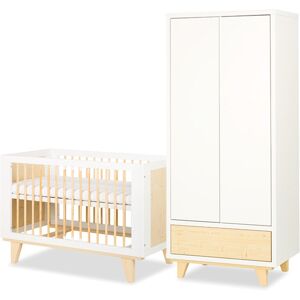 petitechambre.fr Pack lit bébé 120/140 + armoire double LYDIA blanc et pin - klups - Publicité