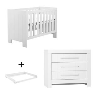 petitechambre.fr Pack CALMO - lit bébé à barreaux + commode à langer 3 tiroirs couleur blanc   Pin massif et mélaminé - Publicité