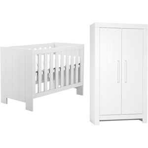 petitechambre.fr Pack CALMO - lit bébé à barreaux + commode à langer 3 tiroirs couleur blanc   Pin massif et mélaminé - Publicité