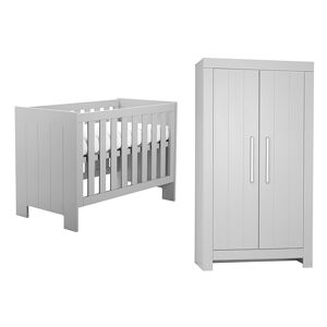 petitechambre.fr Pack CALMO - lit bébé à barreaux + armoire deux portes couleur gris   Pin massif et mélaminé