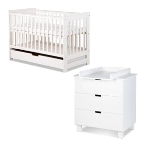 petitechambre.fr Pack mobilier chambre bébé blanche KIWO (lit 120 + commode)   MDF
