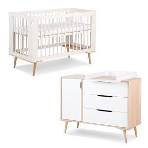 petitechambre.fr Pack lit bébé 120 + commode à langer SOFIE blanc et hêtre - klups   MDF - Publicité