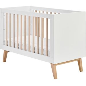 petitechambre.fr Lit bébé blanc et hêtre naturel 120x60 SWING pour chambre bébé   Pin Massif et MDF