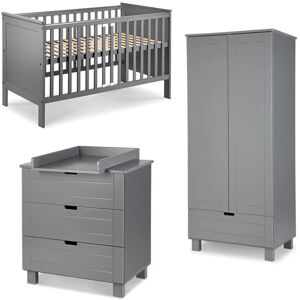 petitechambre.fr Chambre bébé graphite complète KIWO (lit 140 + armoire + commode)   MDF