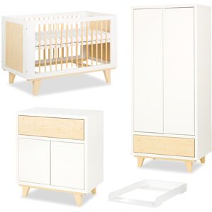 petitechambre.fr Pack lit bébé 120/140 + commode à langer + armoire double LYDIA blanc et pin - klups - Publicité