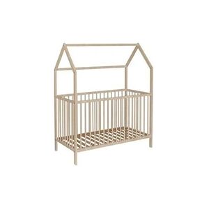 Baby Fox Lit bébé cabane évolutif en bois massif naturel 60x120 - Publicité