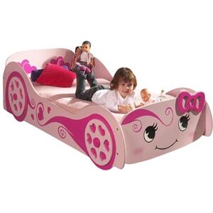 Non renseigné Lit voiture 90x200 cm bois rose Cara - Publicité